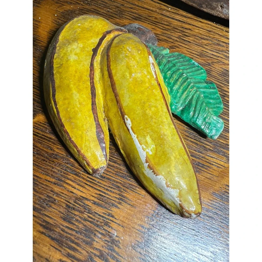 Vintage Chalkware Fruit Wall Plaques Set of 5 Mid Century Kitchen Decor Kitsch